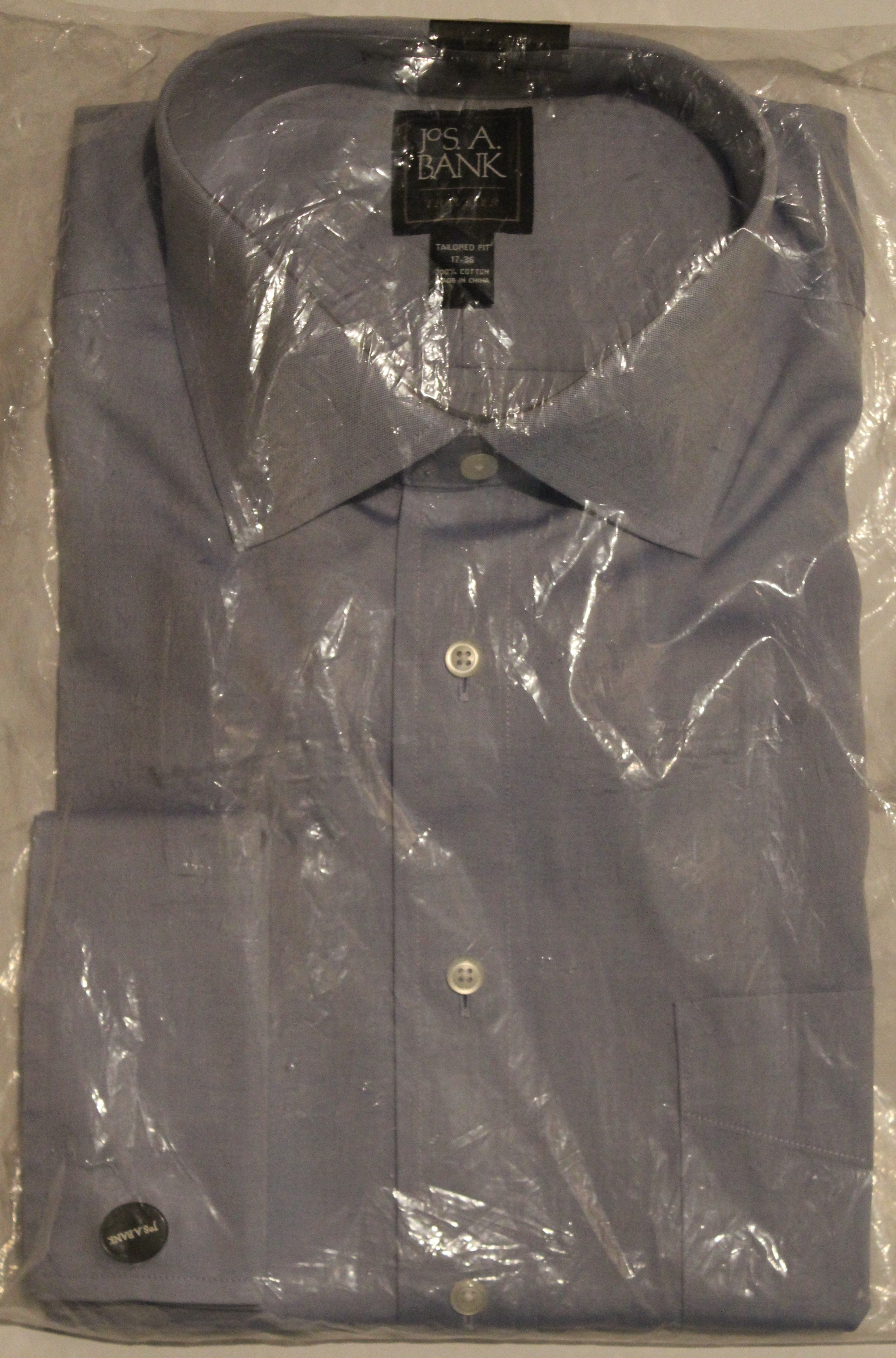 Men Dress Shirt "JoS.A.BANK" Size 17-36 Blue 100% Cotton NIB