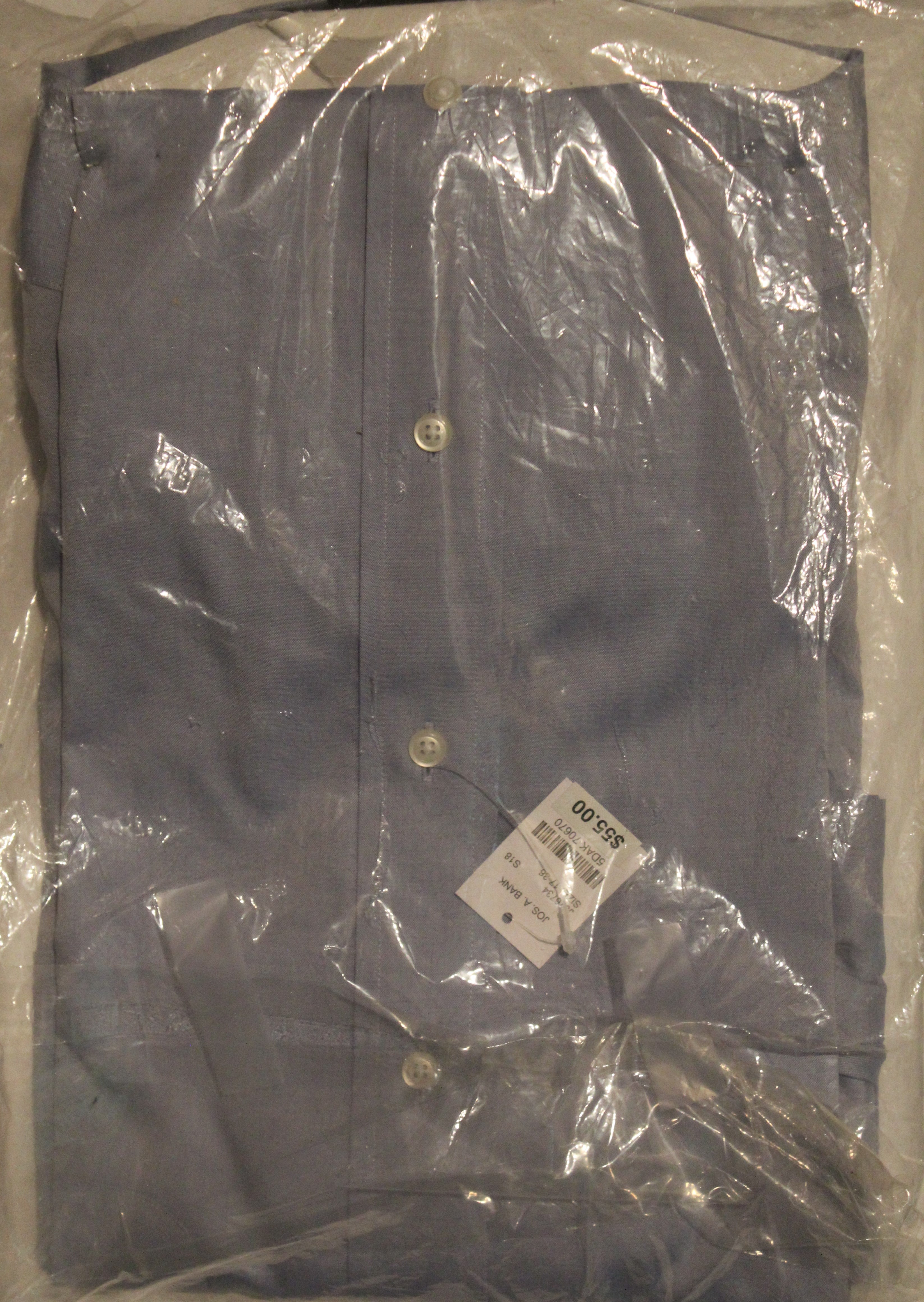 Men Dress Shirt "JoS.A.BANK" Size 17-36 Blue 100% Cotton NIB