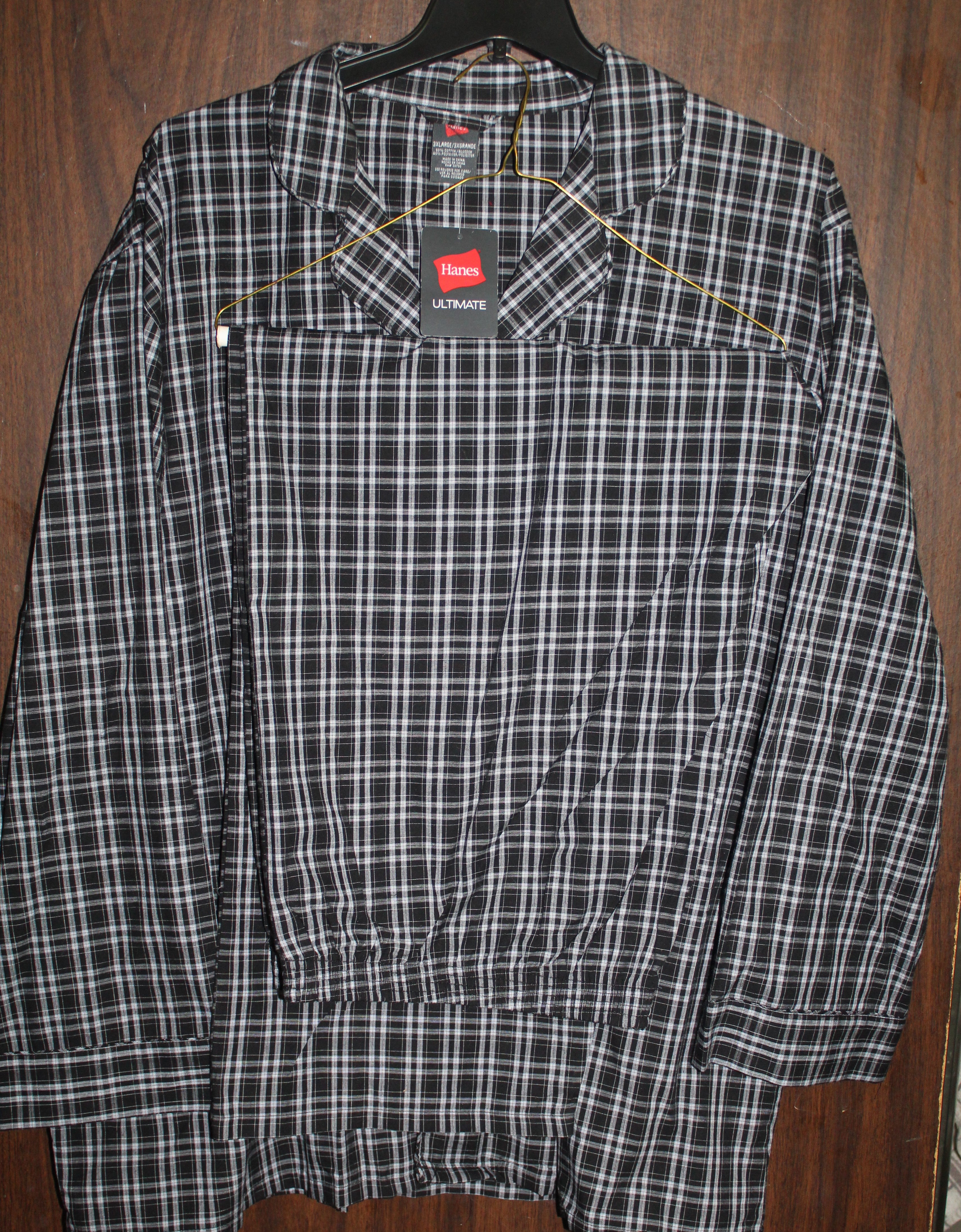 Men's Sleep Wear "HANES"ULTIMATE Size 3XL Black Check NWT