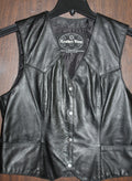 Men's Leather Vest "LEATHER KING" Size LARGE Black