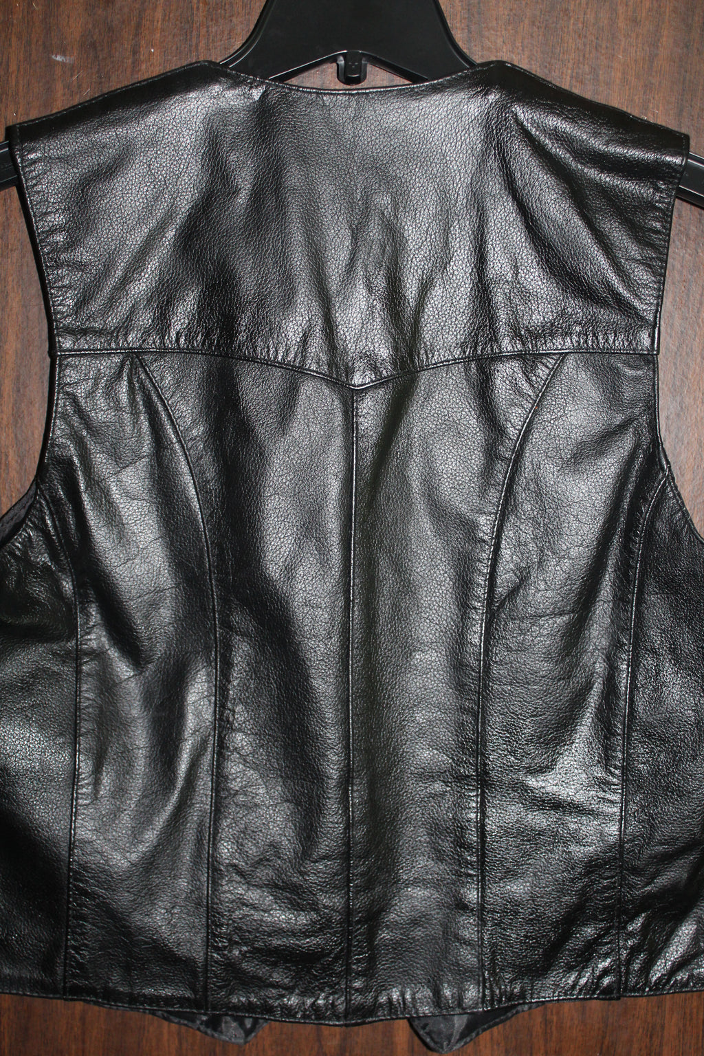 Men's Leather Vest "LEATHER KING" Size LARGE Black