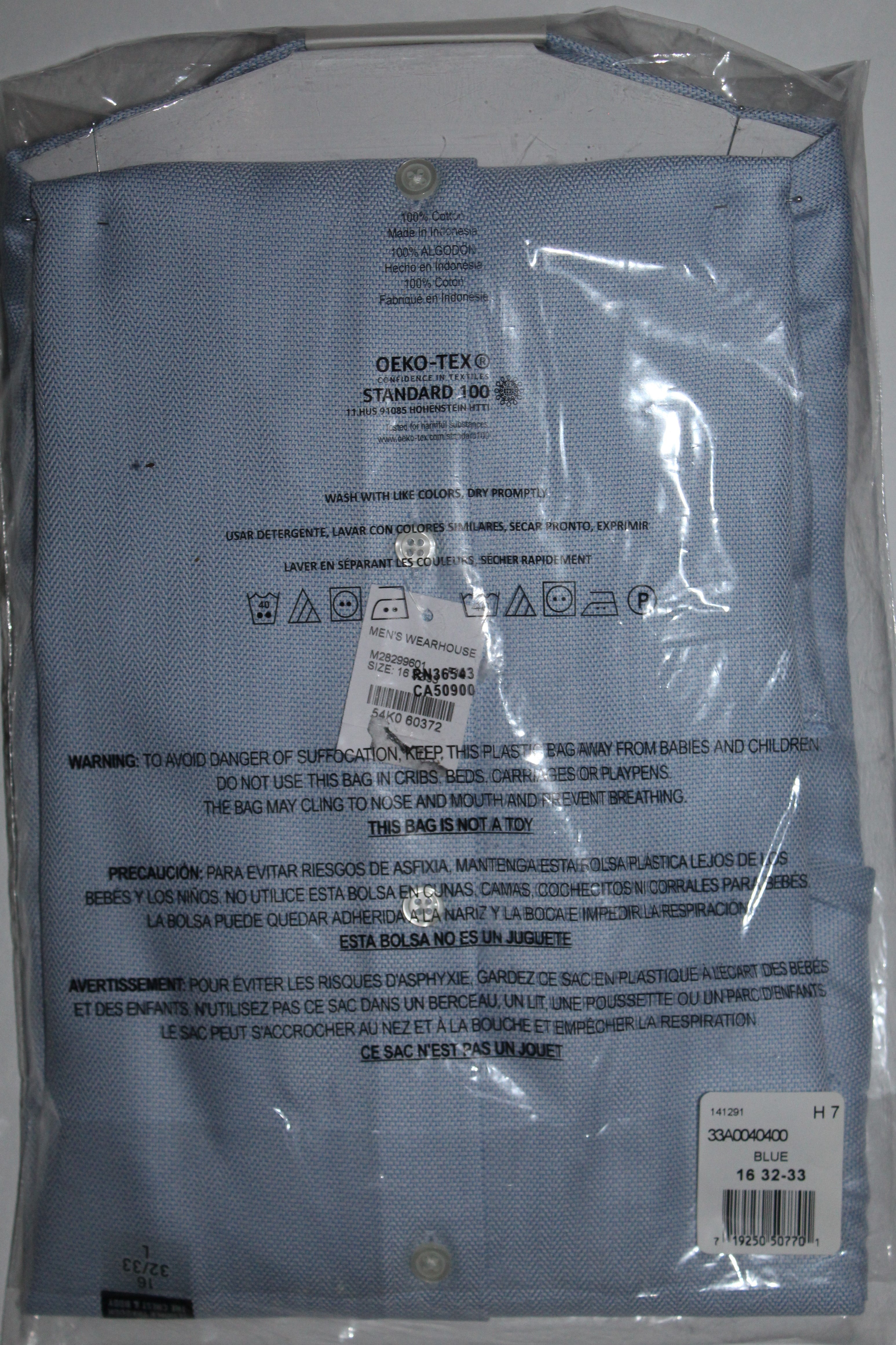 Men Dress Shirt "CALVIN KLEIN" Size 16-32/33 Blue Slim Fit New