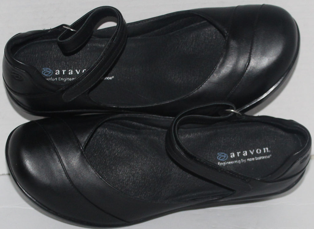 Women Shoes "ARAVON"Loafers Size 9.5AA Black Leather NEW