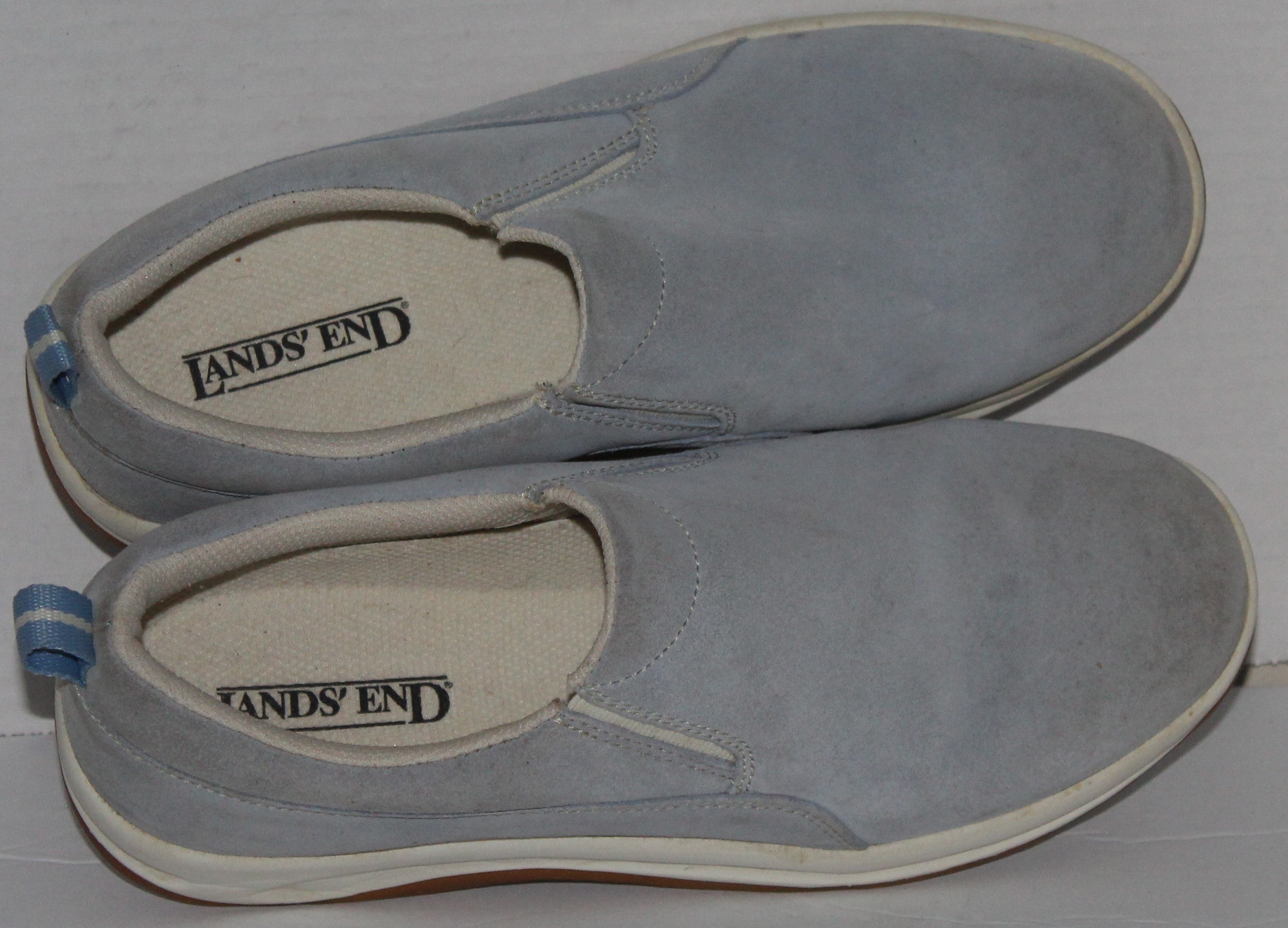 Women Shoes "LANDS' END" Loafers Size 9B Blue Leather